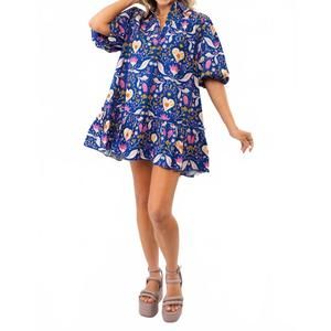 NEW SINCERELY OURS puff sleeve mini dress in folk love